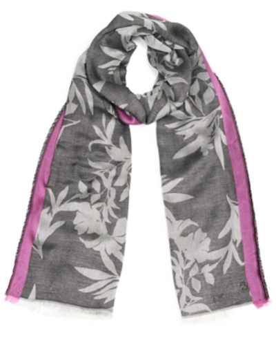 Calvin Klein Modern Floral Pashmina Wrap In Shock Pink