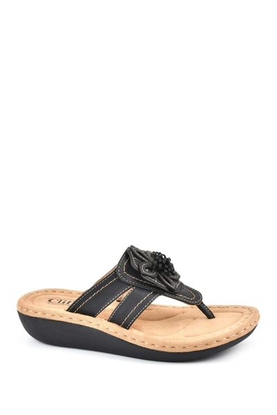 Cliffs By White Mountain Carnation Thong Comfort Sandal In Black/smooth