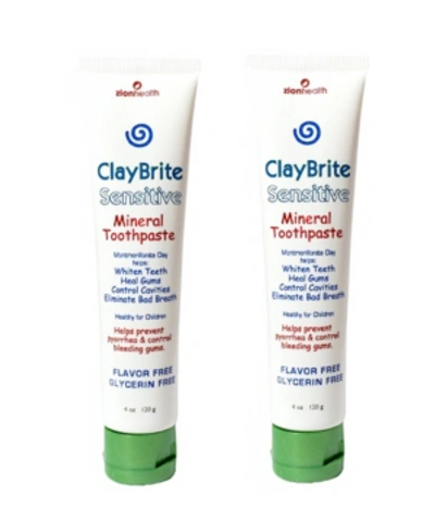 Zion Health Claybrite Sensitive Toothpaste, Maximum Relief Set Of 2 Pack, 8oz In White