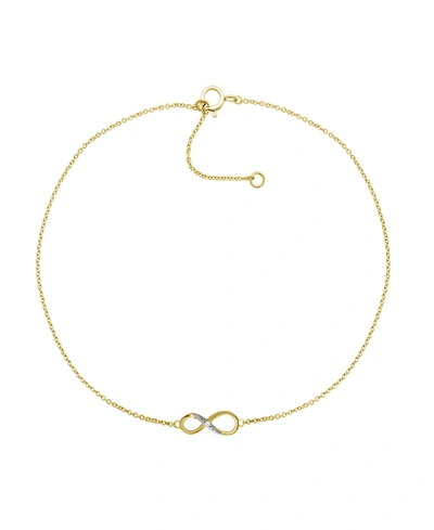 Macy's Diamond Accent Infinity Anklet In 14k Gold-plated Sterling Silver , 9" + 1" Extender