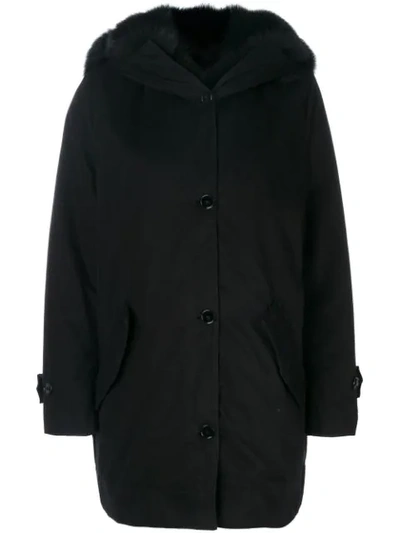 Ermanno Scervino Fur-lined Coat In Black