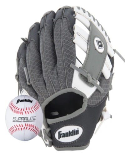 Franklin Sports 9.5" Teeball Meshtek Glove & Ball Set Black/white/grey-left Handed In Black Grey