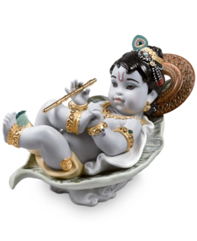 Lladrò Krishna On Leaf Figurine In Multi Colored