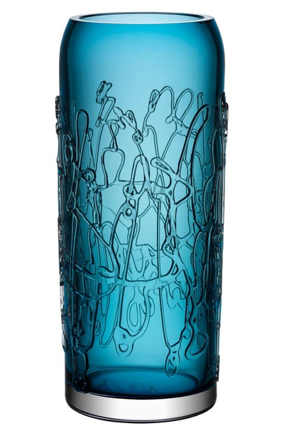 Kosta Boda Large Twine Glass Vase In Blue