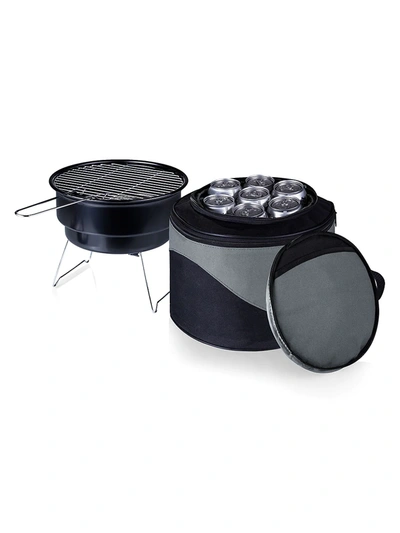 Picnic Time Caliente Portable Charcoal Grill & Cooler Tote In Black