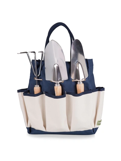 Picnic Time 4-piece Tool Set Garden Tote In Navy