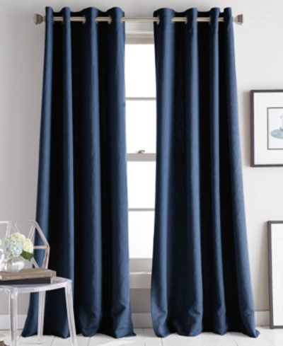 Dkny Avenue 50" X 95" Jacquard Grommet Curtain Panel In Indigo