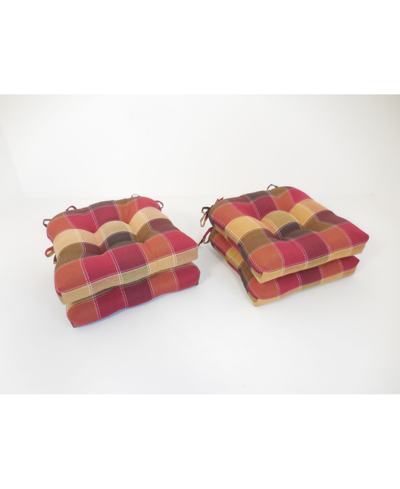 Arlee Home Fashions Harris Plaid Set Of Four Chair Pad Seat Cushions In Spice