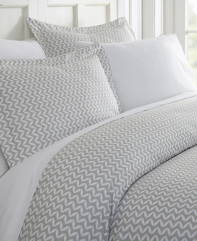 Ienjoy Home Tranquil Sleep Patterned Duvet Cover Set, King/california King In Light Grey Chevron