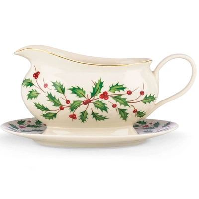 Lenox Holiday Gravy Boat And Stand