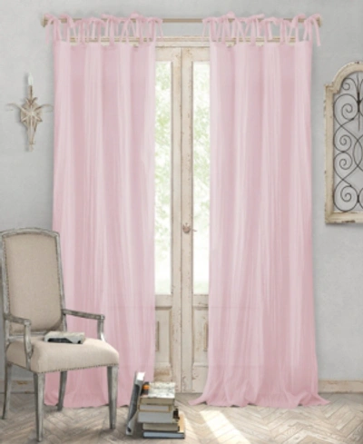 Elrene Jolie Crushed Semi Sheer Tie Top Curtain Collection In Blush