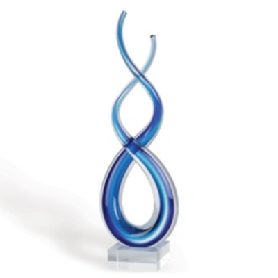 Badash Crystal Touch Of The Blues Murano Style Art Glass Centerpiece In Multi