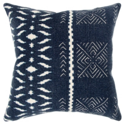 Rizzy Home Donny Osmond Geometrical Design Polyester Filled Decorative Pillow, 20" X 20" In Blue