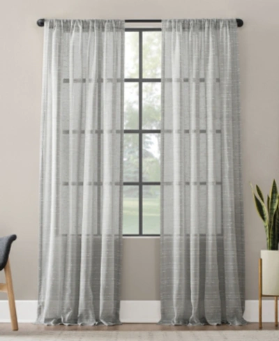 Clean Window Textured Slub Stripe Anti-dust Curtain Panel, 52" X 84" In Gray