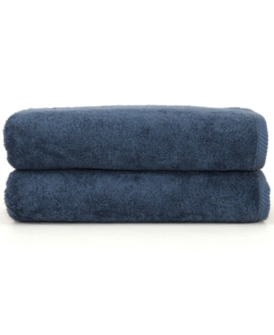 Linum Home Soft Twist 2-pc. Bath Sheet Set Bedding In Navy