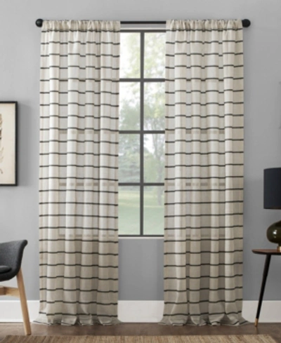 Clean Window Twill Stripe Anti-dust Curtain Panel, 52" X 84" In Mocha