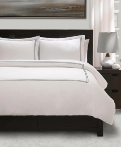 Ella Jayne 100% Cotton Percale 3 Piece Duvet Set With Satin Stitching - Full/queen Bedding In Black