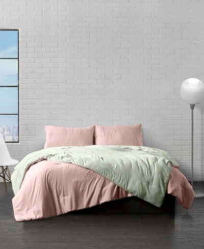 Ella Jayne Reversible Brushed Microfiber Plush Down-alternative Comforter 3 Piece Set In Rose