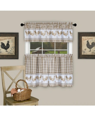 Achim Barnyard Gingham Tier & Valance Set, 58" X 24" In Taupe