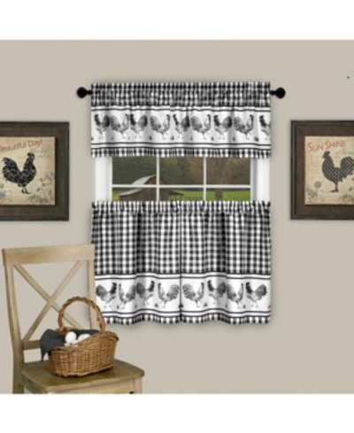 Achim Barnyard Gingham Tier & Valance Set, 58" X 36" In Black