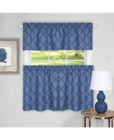 Achim Colby Tier & Valance Set, 58" X 36" In Blue