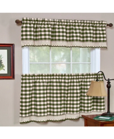 Achim Buffalo Check Window Tier Pair, 58" X 24" In Sage