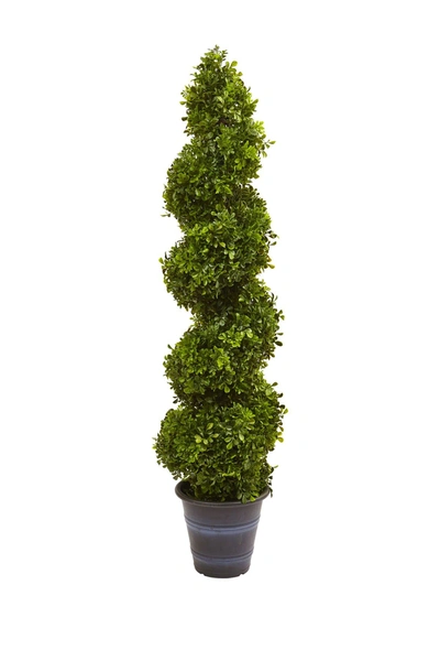 Nearly Natural Green Boxwood Spiral Topiary With Planter