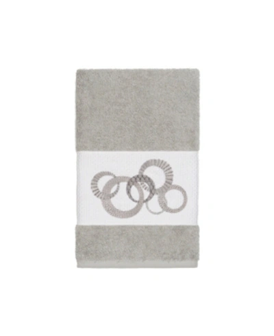 Linum Home Turkish Cotton Annabelle Embellished Hand Towel Bedding In Light Grey