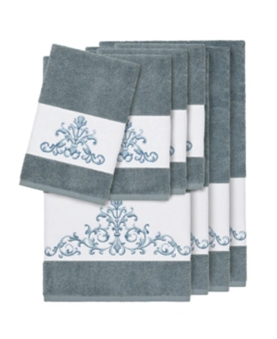 Linum Home Turkish Cotton Scarlet 8-pc. Embellished Towel Set Bedding In Teal