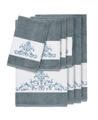 Linum Home Turkish Cotton Scarlet 8-pc. Embellished Towel Set Bedding In Blue