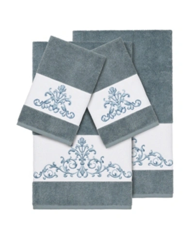 Linum Home Turkish Cotton Scarlet 4-pc. Embellished Towel Set Bedding In Teal