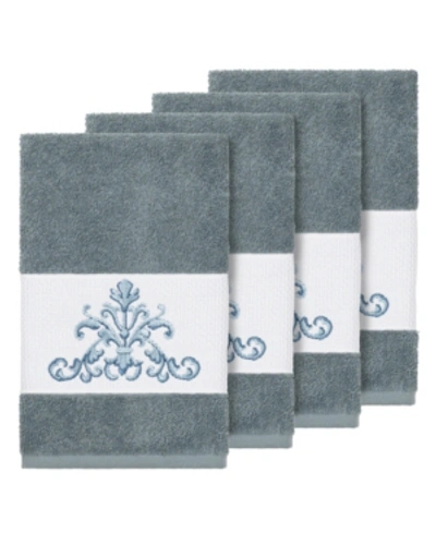 Linum Home Turkish Cotton Scarlet 4-pc. Embellished Hand Towel Set Bedding In Blue