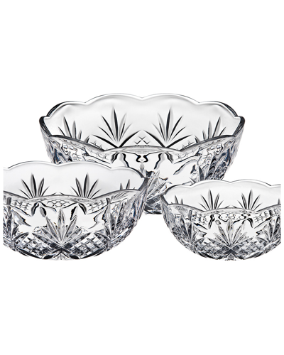 Godinger Dublin Crystal Round Serving Bowl, Set Of 3 In Clear