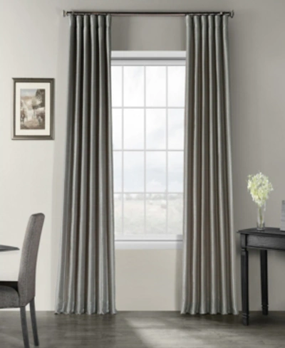 Exclusive Fabrics & Furnishings Storm Grey Vintage Textured Faux Dupioni Silk Blackout Curtain
