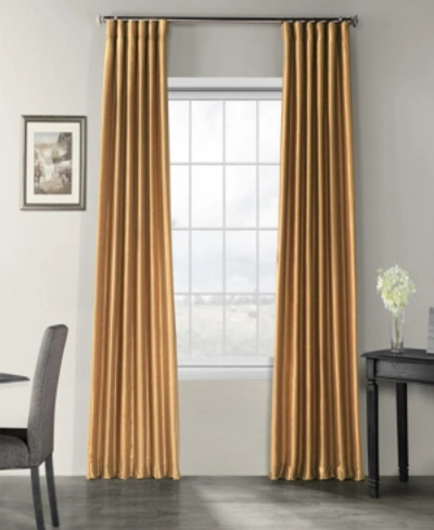 Exclusive Fabrics & Furnishings Flax Gold Vintage Textured Faux Dupioni Silk Blackout Curtain