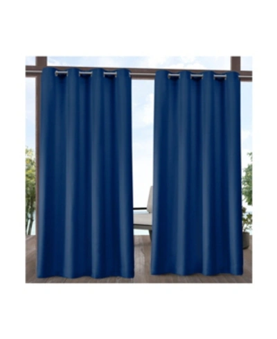 Exclusive Home Delano Heavyweight Textured Indoor/outdoor Grommet Top Curtain Panel Pair, 54" X 96" In Blue