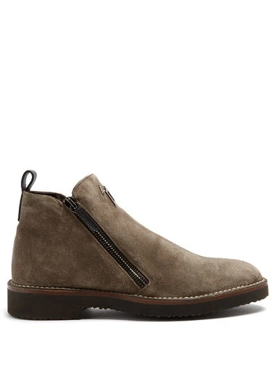 Giuseppe Zanotti - Suede Boot With Signature Austin In Brown