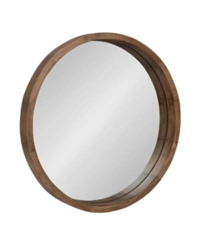 Kate And Laurel Hutton Round Wood Wall Mirror - 22" D In Medium Bro