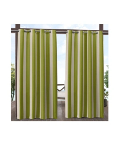 Exclusive Home Canopy Stripe Indoor/outdoor Grommet Top Curtain Panel Pair, 54" X 96" In Green
