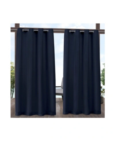 Exclusive Home Indoor/outdoor Solid Cabana Grommet Top Curtain Panel Pair, 54" X 120" In Navy