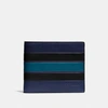 Coach 3-in-1 Wallet In Smooth Leather With Varsity Stripe In Midnight/black/dark Denim