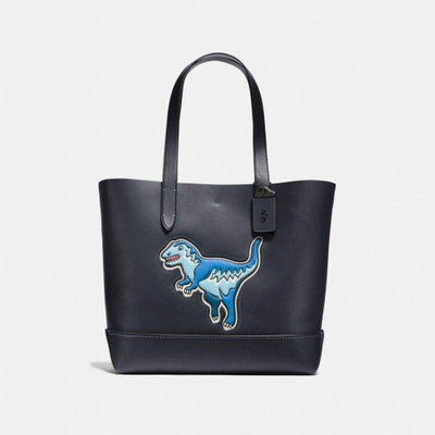 Coach Gotham Tote With Rexy In Navy/black/black Copper