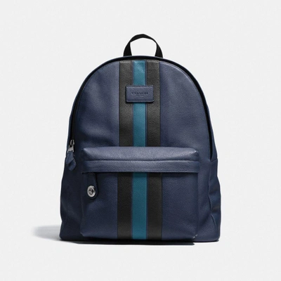 Coach Campus Backpack With Varsity Stripe In Midnight/mineral/black Antique Nickel