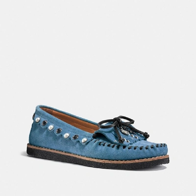 Coach Roccasin Slip On In Blue - Size 9 B In Chambray/chambray