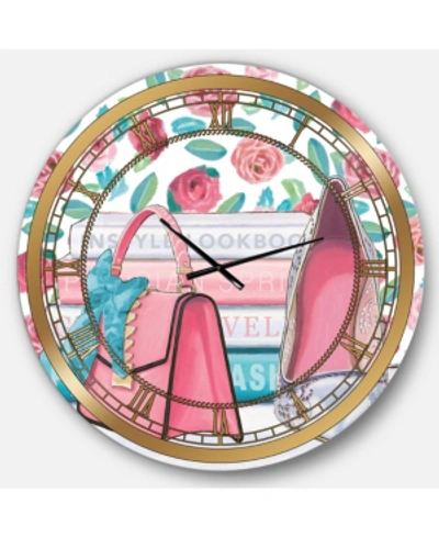Designart Posh And Luxe Oversized Metal Wall Clock - 36 X 36 In Pink