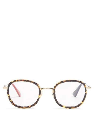 Gucci Round-frame Acetate Glasses In Brown Multi