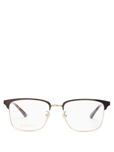 Gucci Rectangle-frame Acetate And Metal Glasses In Black