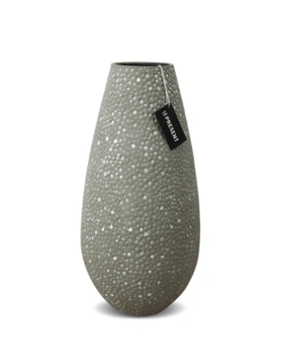Le Present Drop Wide Ceramic Vase 13.7" In Gray