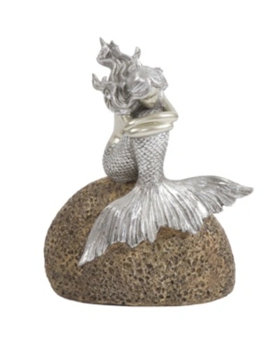Howard Elliott Howard Elliot Mermaid On Rock Statue In Silver