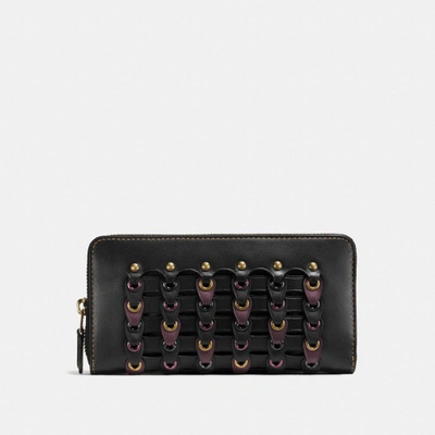 Coach Accordion Zip Wallet With  Link In Black Multi/brass